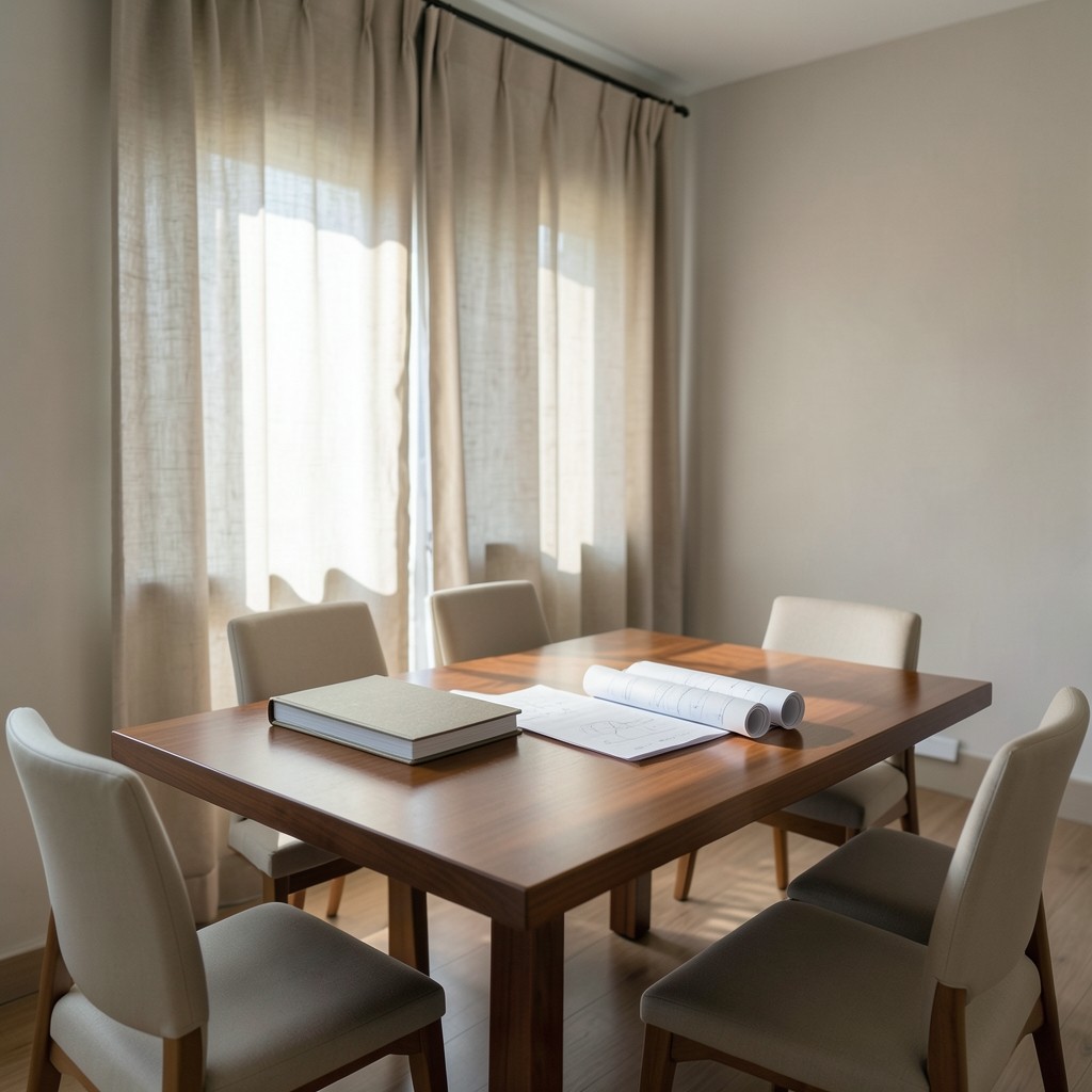 Quiet Bangkok consulting office with charts and notebooks on a shared table