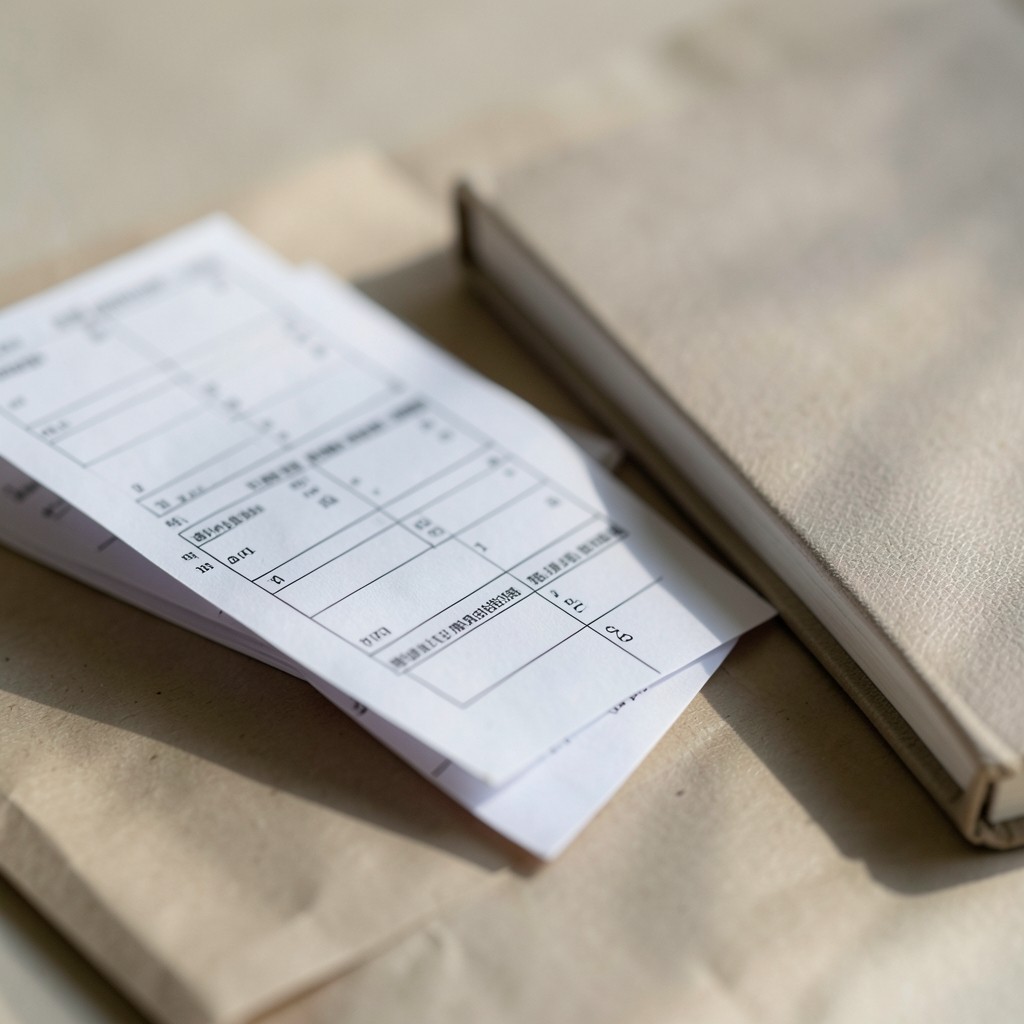 Printed franchise scorecards arranged beside a notebook in soft natural light